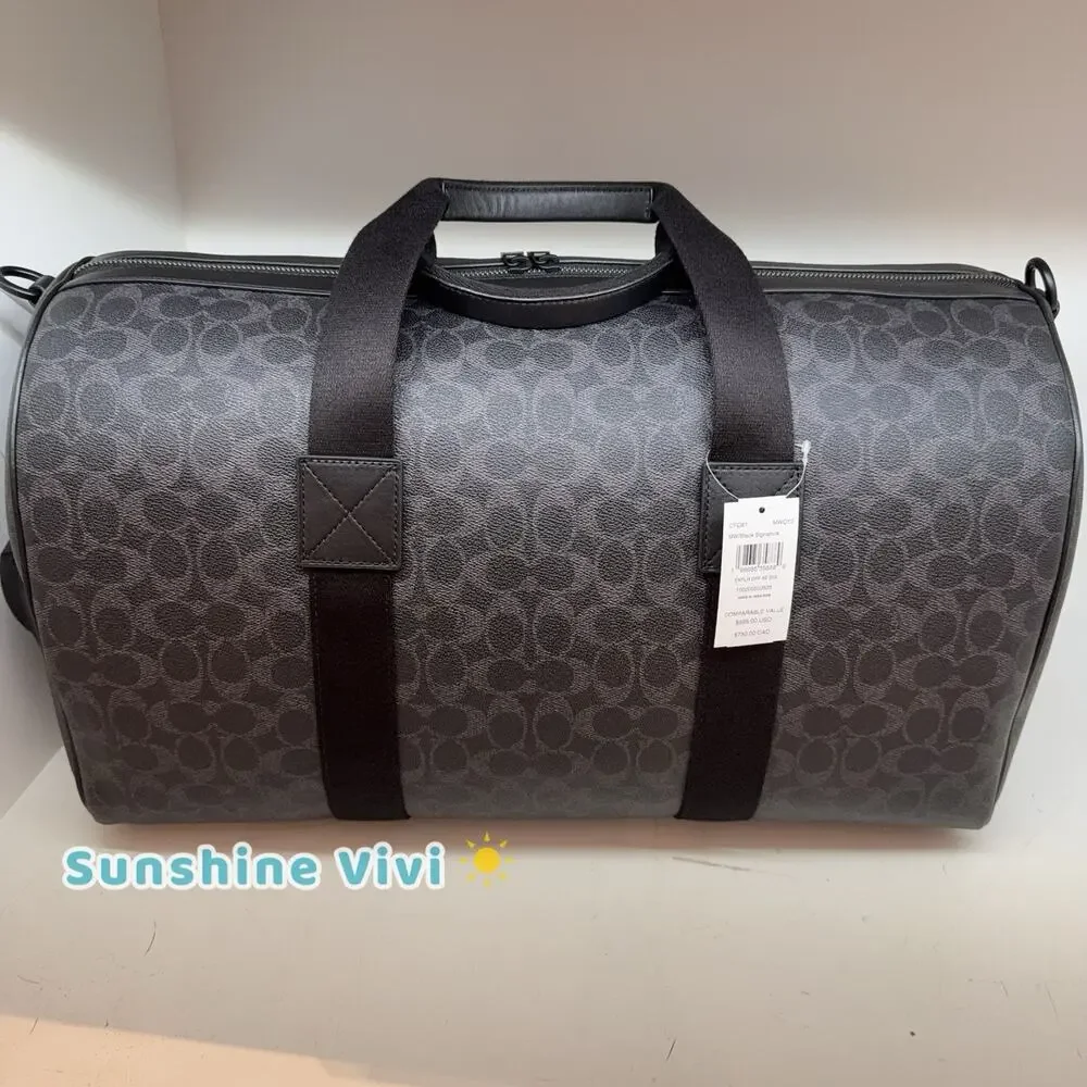 NWT Coach Explorer Duffle Bag 50 In Signature Canvas Black Signature Matte CFO61